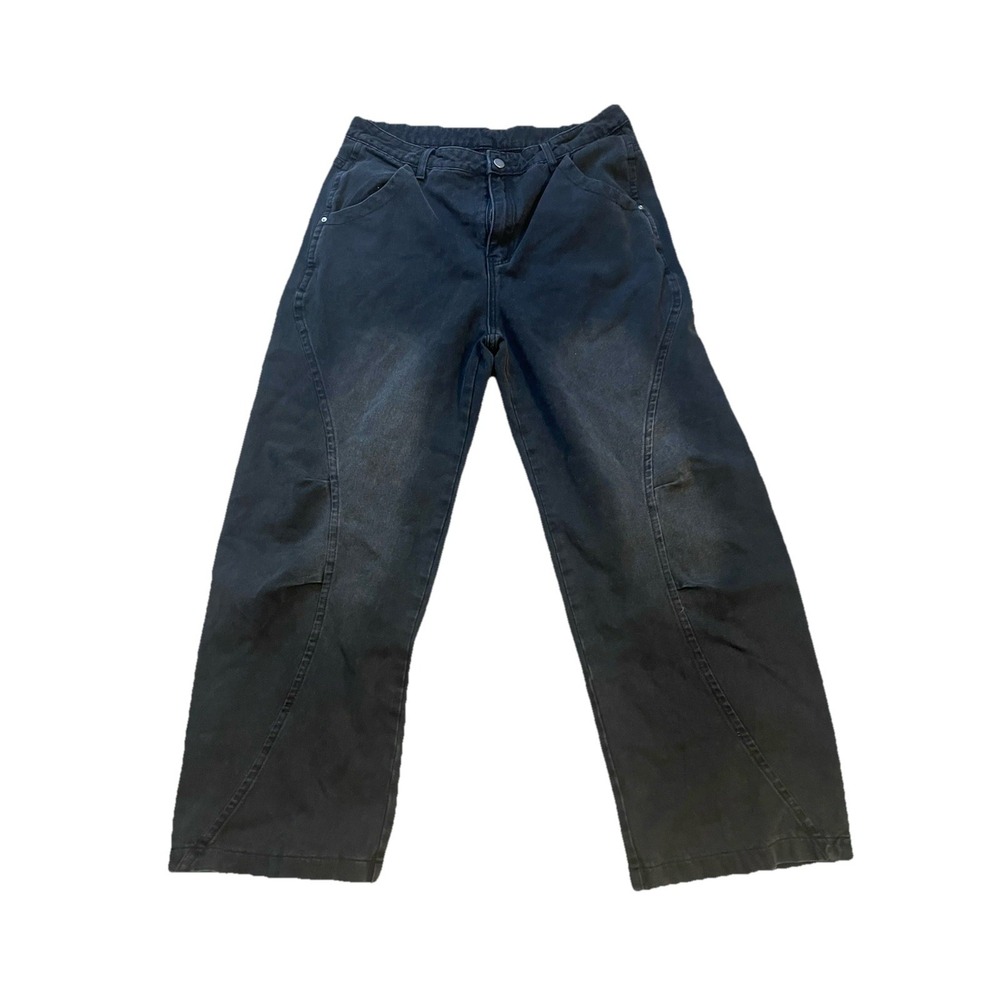 Faded Black Wideleg Baggy Jeans Y2K